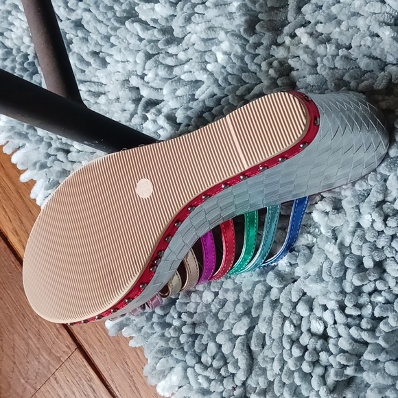Multicolor metallic rainbow Strappy Sandal Platform Wedge Heels Women's 7.5 - Picture 8 of 9